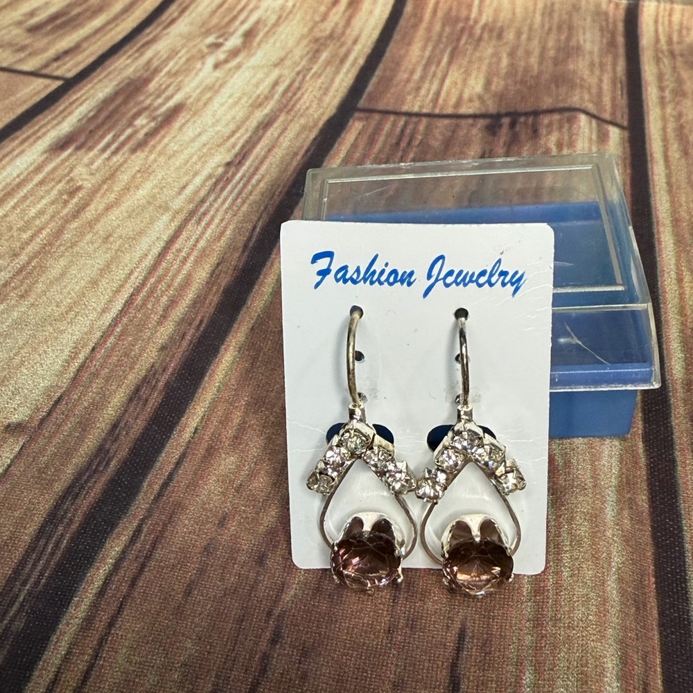 Fashion Jewelry Silver and Brown Crystal Earrings